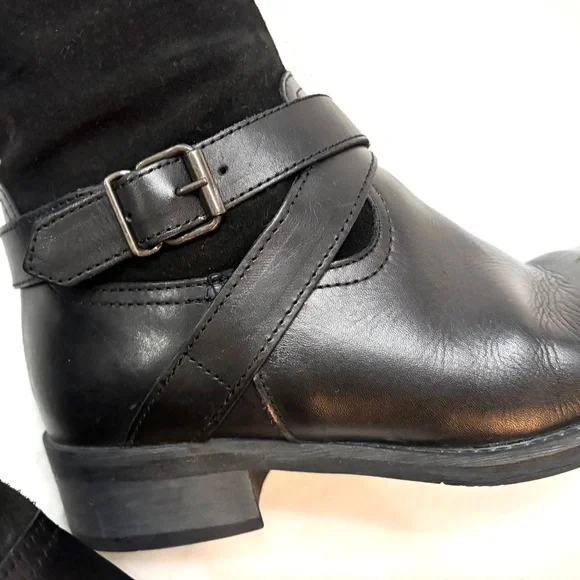 ALDO TALL BLACK SUEDE KNEE HIGH EQUESTRIAN RIDING BOOTS BUCKLE SZ 6.5 - Picture 5 of 14
